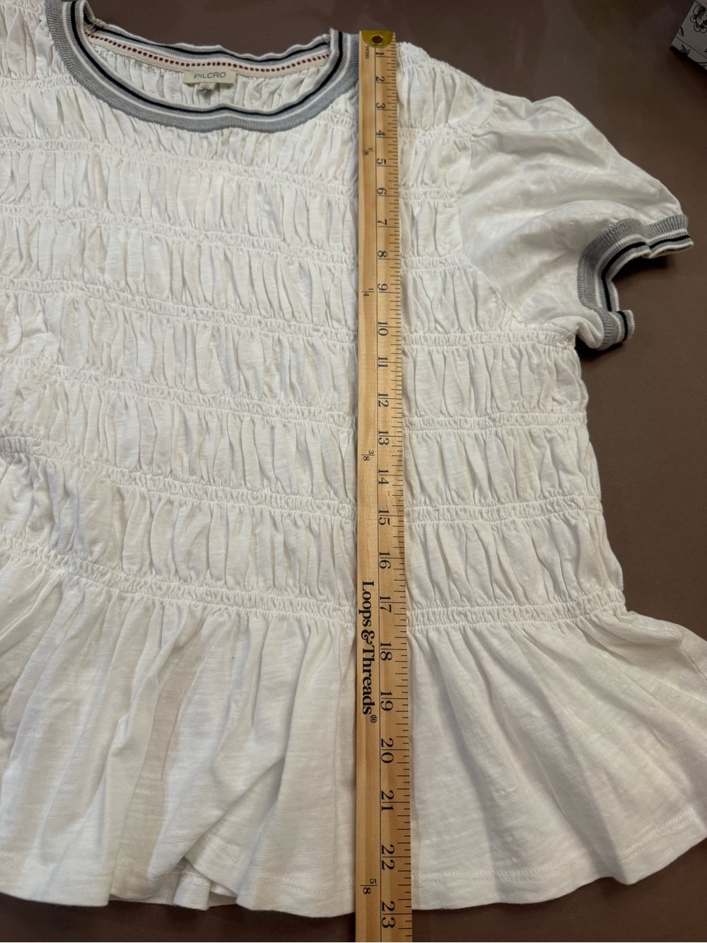 Pilcro 100% Cotton Smocked Peplum Tee - Picture 6 of 9
